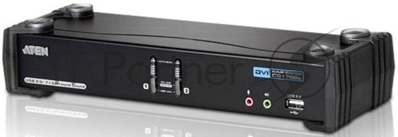 Переключатель, электрон., KVM+Audio+USB 2.0, 1 user USB+DVI =) 2 cpu USB+DVI, со шнурами USB 4х1.8м., 2560x1600 60Hz DVI-D Dual Link/2048x1536 DVI-A, настол., исп.стандартШнуры, без OSD, некаскад. CUBIQ 2-PORT USB DVI DUAL LINK KVMP SWIT