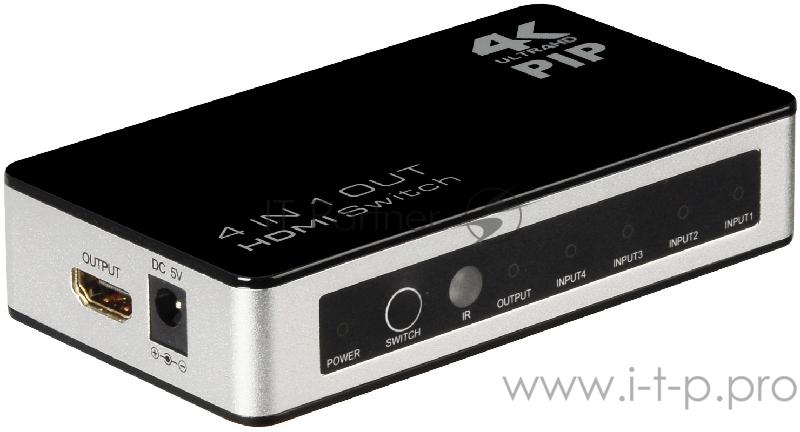 Переключатель Greenconnect HDMI 4 к 1 + PIP + доп питание (GL-v401P)