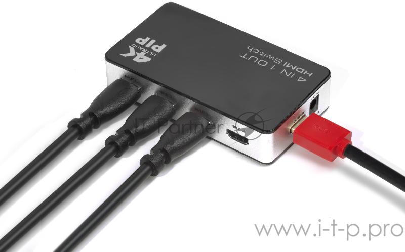 Переключатель Greenconnect HDMI 4 к 1 + PIP + доп питание (GL-v401P)