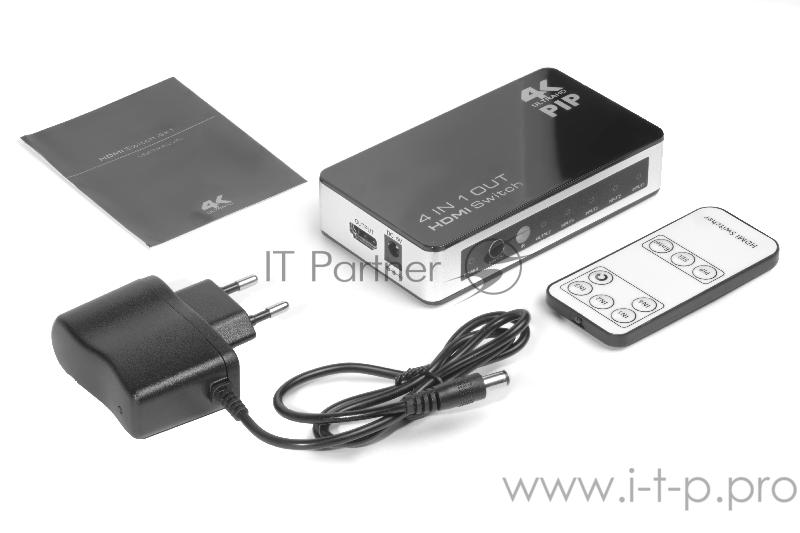 Переключатель Greenconnect HDMI 4 к 1 + PIP + доп питание (GL-v401P)