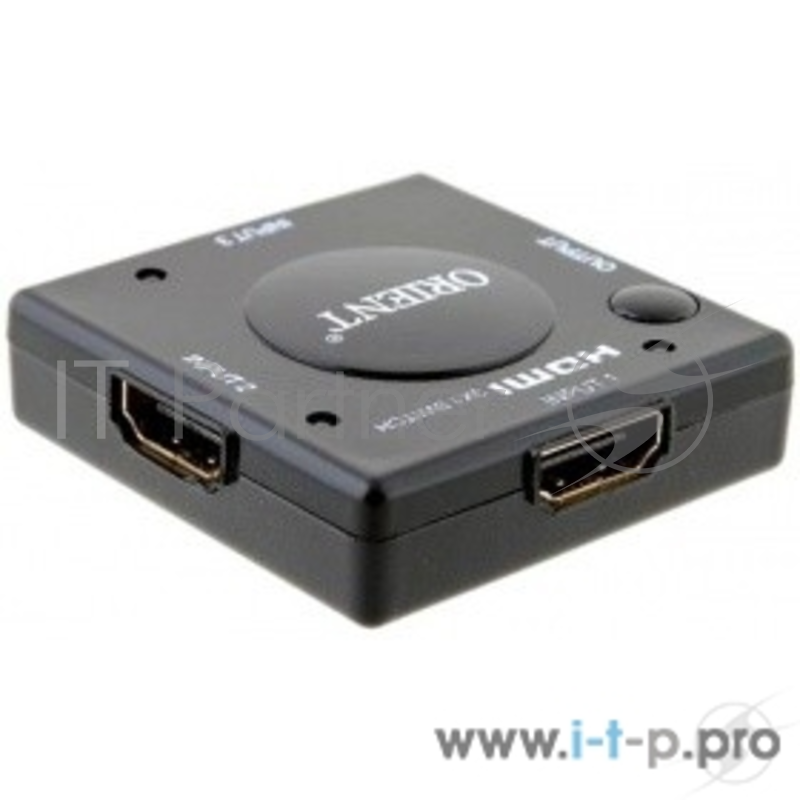 Разветвитель HDMI Switch Orient HS0301L(+) 3-in/1-out, HDMI 1.3b, HDTV 1080p/ 1080i/ 720p, HDCP1.2, питание от HDMI, черный пл.корпус
