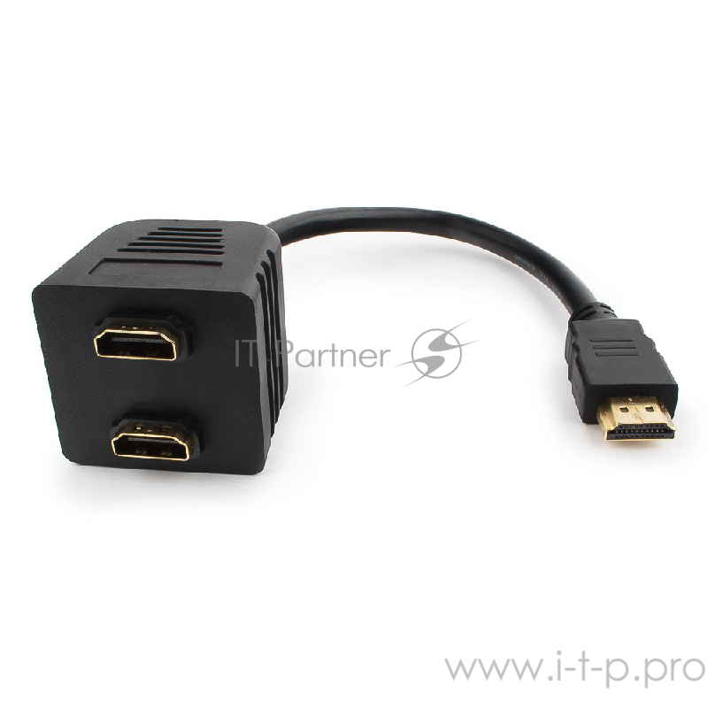 Разветвитель HDMI Cablexpert DSP-2PH4-002, HD19F/2x19F, 1 компьютер => 2 монитора, пасcивный, Full-HD, 3D, 1.4v