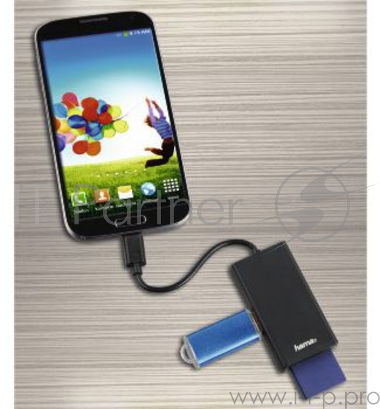 Разветвитель USB 2.0 Hama 3порт. черный (00054144)