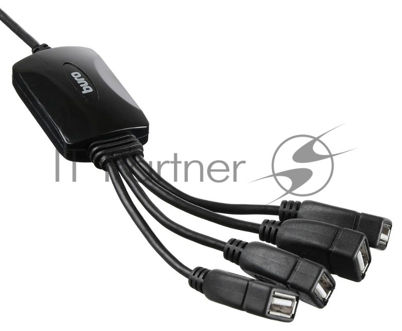 Разветвитель USB 2.0 Buro BU-HUB4-0.3-U2.0-Splitter 4порт. черный