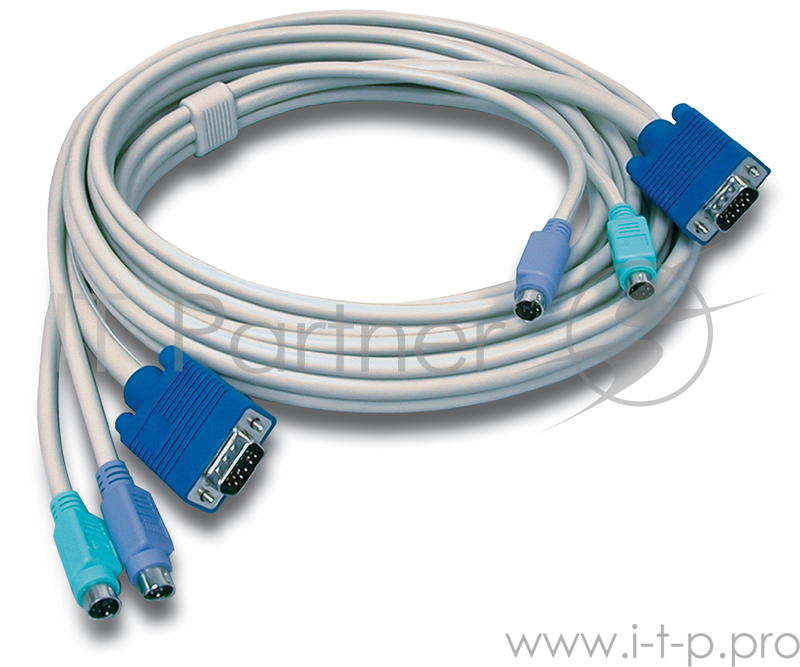 Кабель КВМ 3м Переключатель KVM TRENDNet TK-C10, папа-папа {клав.(PS/2),мышь (PS/2), DB15 п, 3 m}