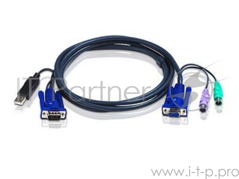 Кабель ATEN KVM Cable 2L-5503UP Кабель для KVM: USB(Am)+DB15(m) (PC) -на- 2*PS/2(m)+DB15(f) (KVM), 3м