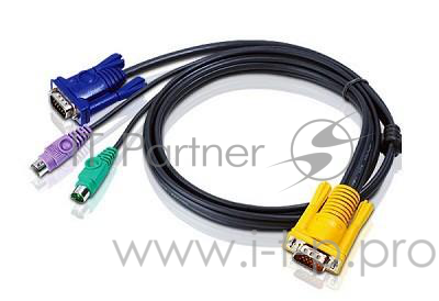 Кабель ATEN KVM Cable 2L-5206P -Кабель для KVM: 2*PS/2(m)+DB15(m) (PC) -на- SPHD15(m) (KVM), 6м