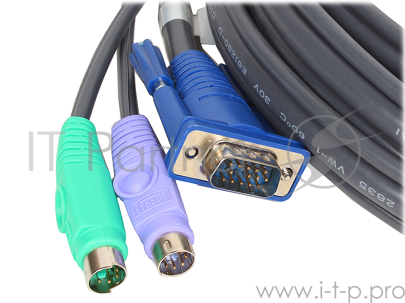 Кабель ATEN KVM Cable 2L-1003P/C Кабель для KVM: 2*PS/2(m)+DB15(m) (PC) -на- 2*PS/2(m)+DB15(f) (KVM), 3м
