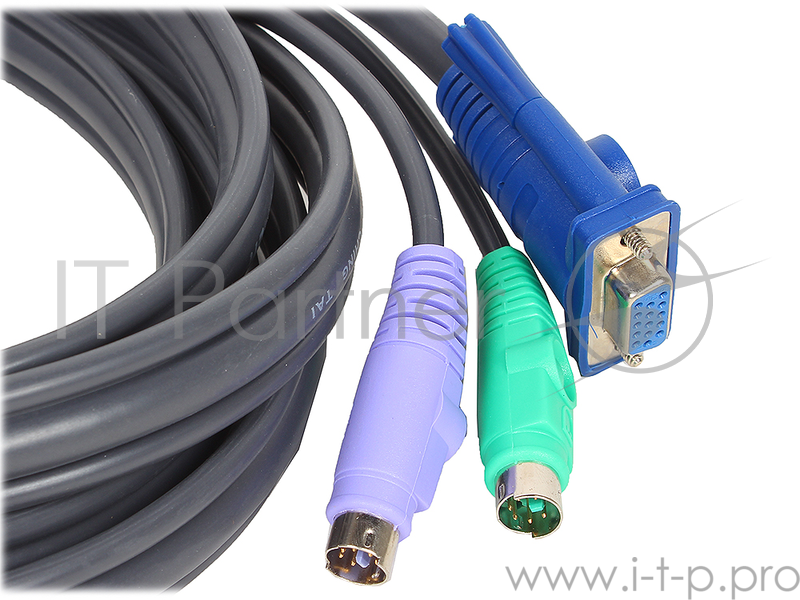 Кабель ATEN KVM Cable 2L-1003P/C Кабель для KVM: 2*PS/2(m)+DB15(m) (PC) -на- 2*PS/2(m)+DB15(f) (KVM), 3м