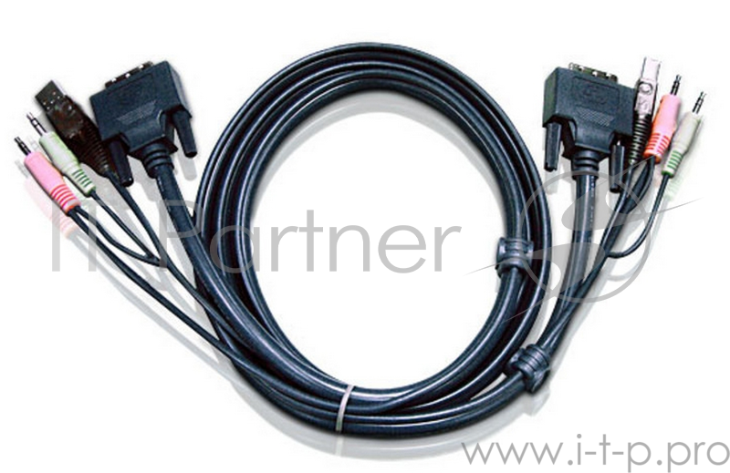 Кабель KVM USB(тип А Male)+DVI-D(Male)+2хАудио(Male) (-) USB(тип B Male)+DVI-D(Male)+2хАудио(Male) 3м., черный. CABLE DVI/USBA/SP.MC-DVI/USB B 3.0M