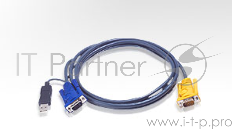Шнур, мон., клав.+мышь USB, SPHD15=>HD DB15+USB A-Тип, Male-2xMale, 8+4 проводов, опрессованный, 5 метр., черный Intelligent cable HDB15m/USBAM 5M