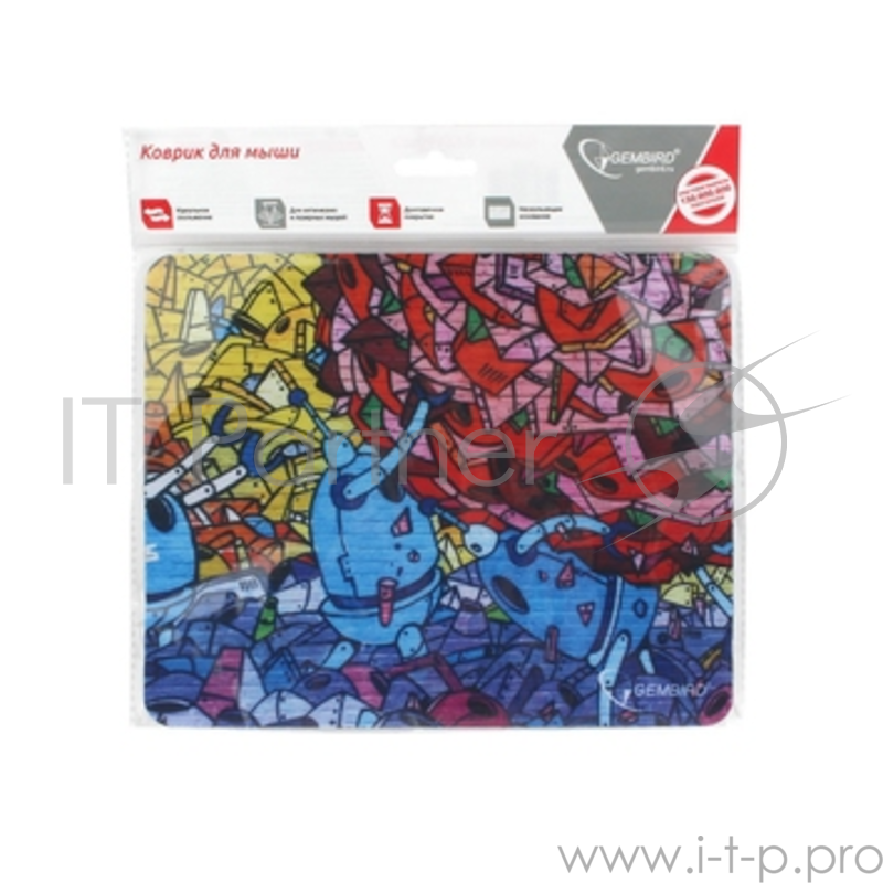 Коврик для мыши Gembird MP-ROBO, рисунок роботы, размеры 220*180*1мм, полиэстер+резина