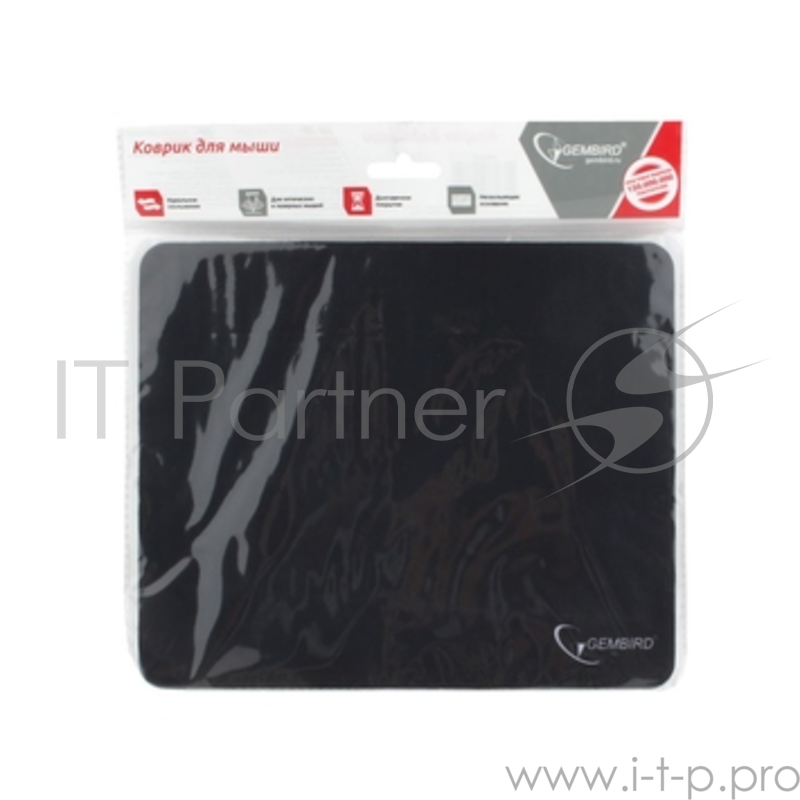 Коврик для мыши Gembird MP-BLACK, чёрный, размеры 220*180*1мм, полиэстер+резина