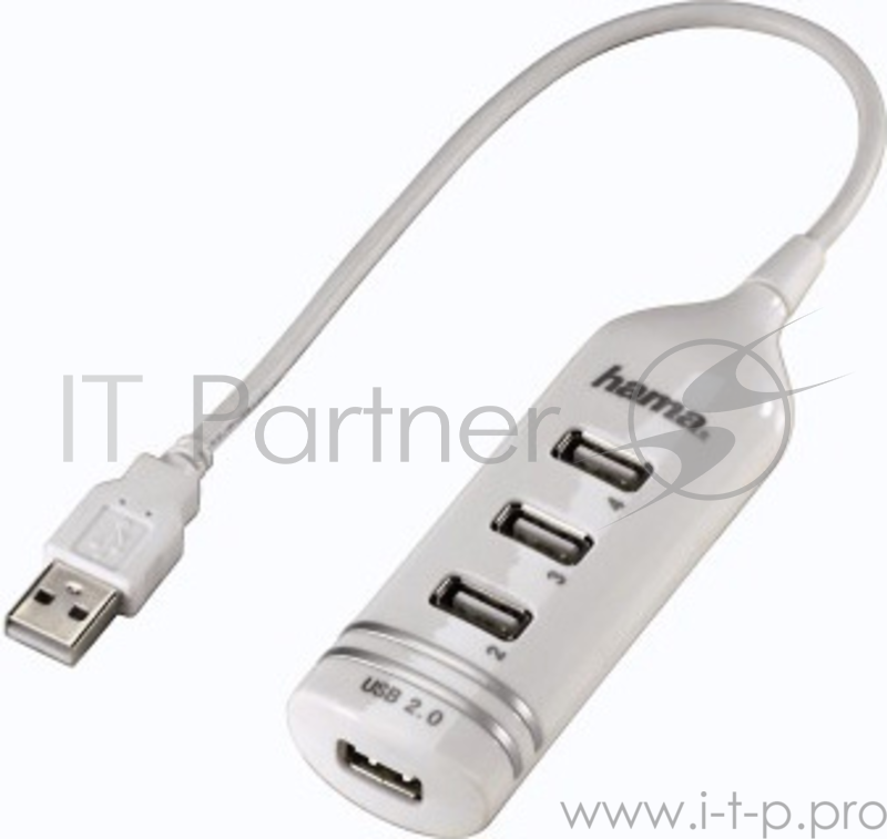 Разветвитель USB 2.0 Hama Round1:4 4порт. белый (00039788)