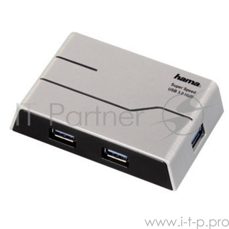 Концентратор USB3.0 4порт Hama SuperSpeedActive HUB USB 3.0 4port + блок питания, серебристый, H-39879