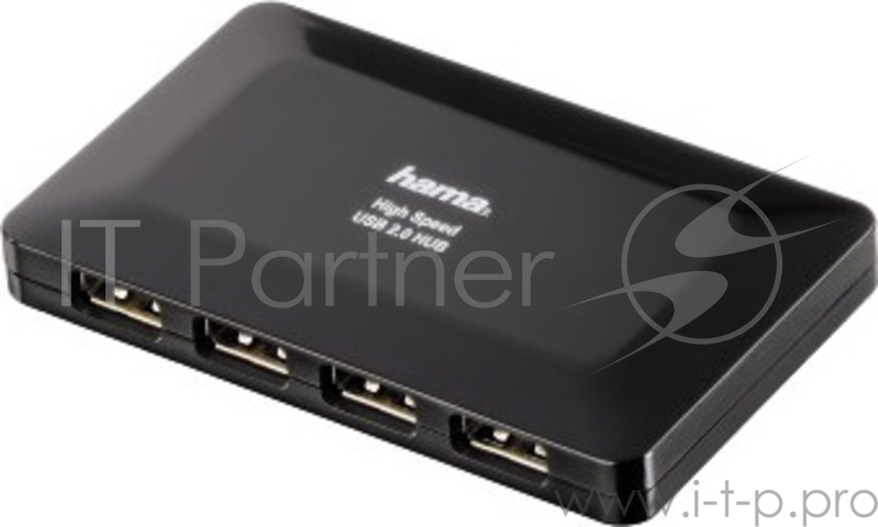 Разветвитель USB 2.0 Hama Active1:4 4порт. черный (00078472)