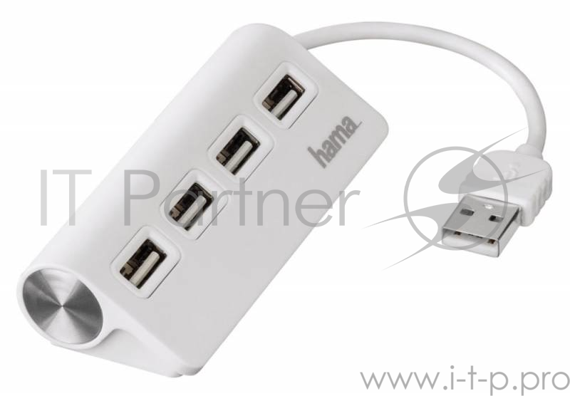 Разветвитель USB 2.0 Hama TopSide 4порт. белый (00012178)