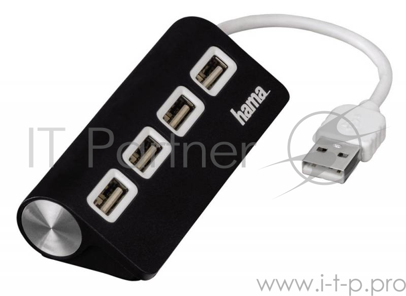 Разветвитель USB 2.0 Hama TopSide 4порт. черный (00012177)