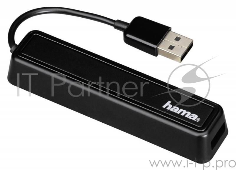 Разветвитель USB 2.0 Hama 12167 4порт. черный (00012167)