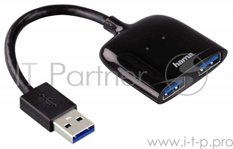 Разветвитель USB 3.0 Hama Mobil 2порт. черный (00054132)