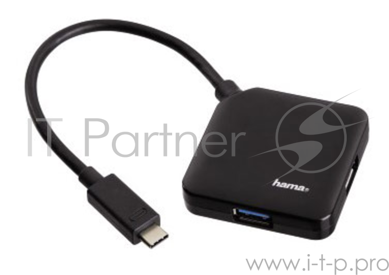 Разветвитель USB 3.0 Hama Type-C Plug 4порт. черный (00135750)