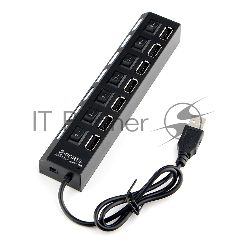 Концентратор USB 2.0 Gembird UHB-U2P7-02, 7 портов, питание, блистер