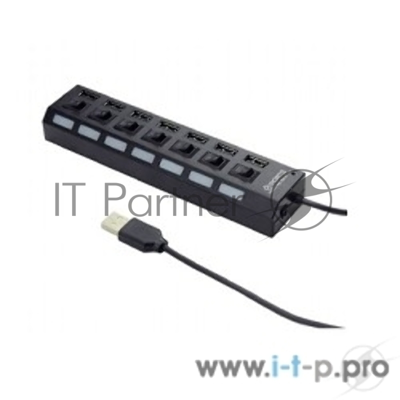 Концентратор USB 2.0 Gembird UHB-U2P7-02, 7 портов, питание, блистер