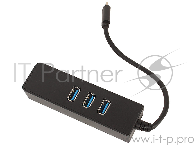 Концентратор ORIENT JK-341, Type-C USB 3.0 HUB 3 Ports + Gigabit Ethernet Adapter, RTS5140 + RTL8153 chipset, RJ45 10/100/1000 Мбит/с, USB штекер тип