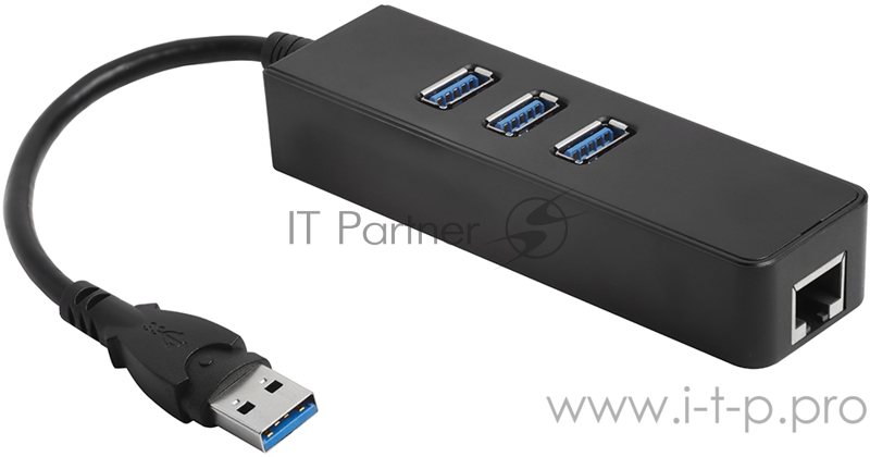 Хаб Greenconnect USB 3.0 Хаб на 3 порта + 10/100Mbps Ethernet Network (GCR-AP04)