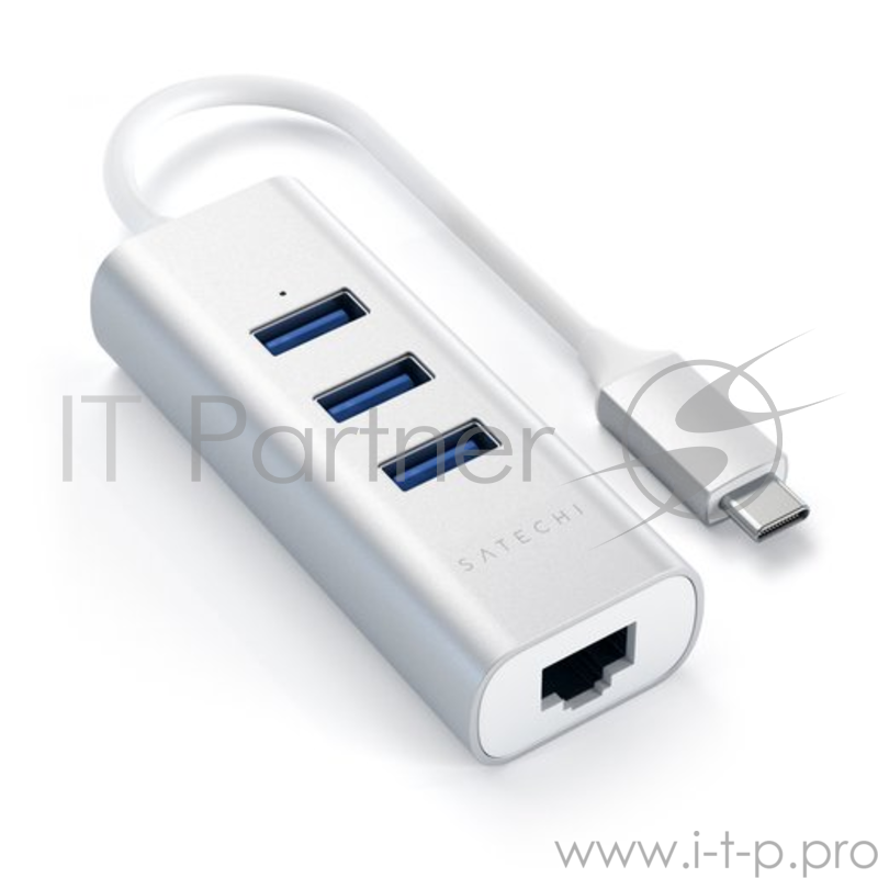 USB-хаб Satechi Type-C 2-in-1 USB 3.0 Aluminum 3 Port Hub and Ethernet Port. Интерфейс Type-C. Цвет серебристый.