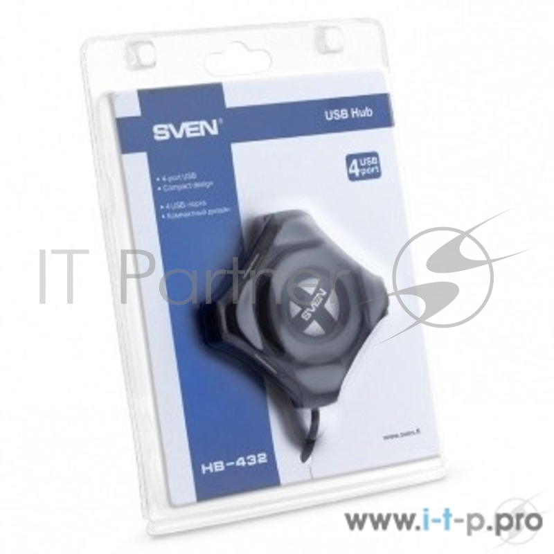 USB-концентратор SVEN HB-432, black (USB 2.0, 4 порта, кабель 0,5м, блистер) USB-концентратор SVEN HB-432, black (USB 2.0, 4 порта, кабель 0,5м, блистер)