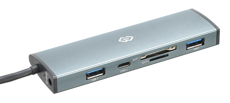 Разветвитель USB-C Digma HUB-2U3.0СCR-UC-G 5порт. серый