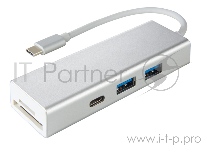 Разветвитель USB-C Hama Aluminium 3порт. серебристый (00135759)