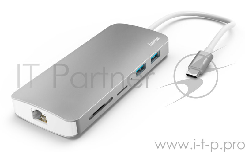 Разветвитель USB-C Hama 00135760 7порт. серый