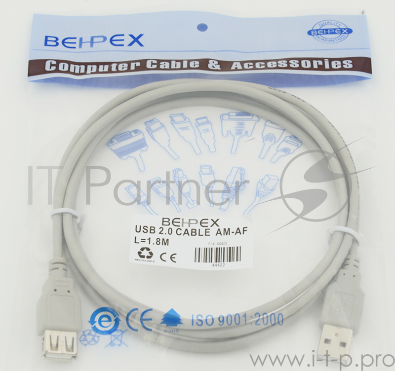 Кабель USB 2.0 Am-Af удлинитель 1.8м