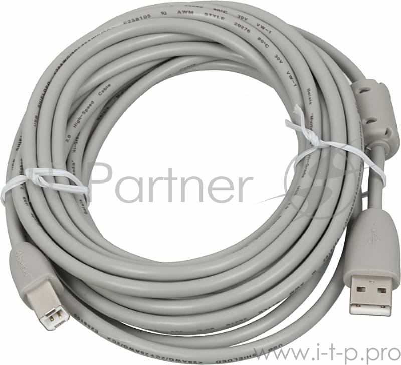 Кабель Belsis USB2.0 A вилка-USB B вилка c ф/фильтром, 5 м.