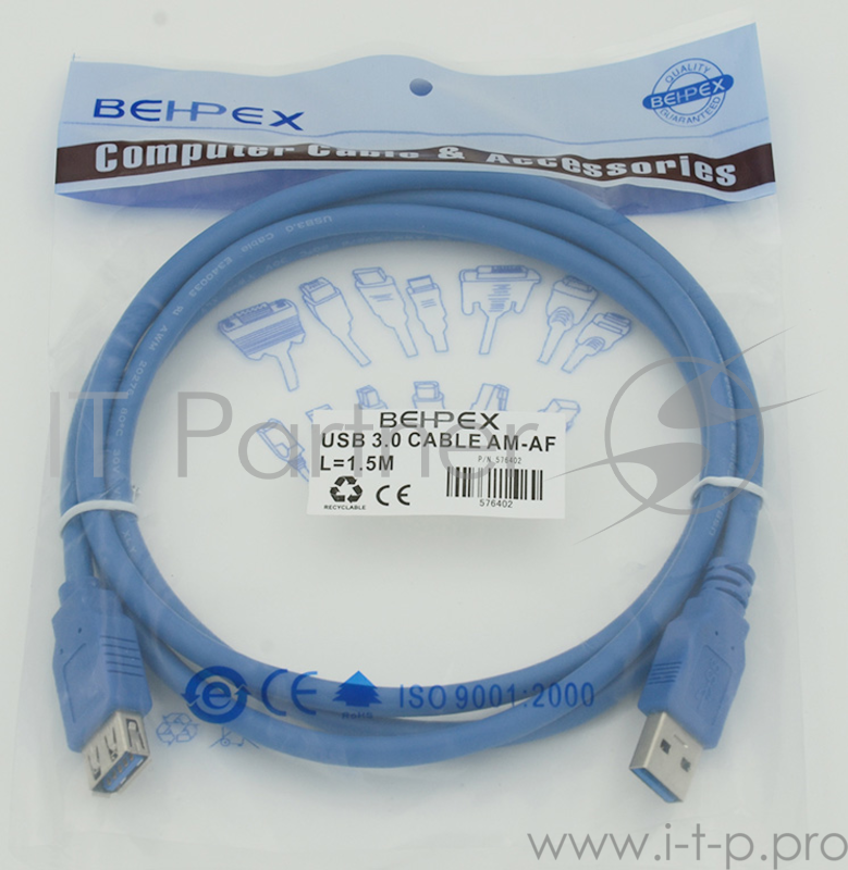 Кабель USB3.0 USB A (m)/USB A (f) 1.5м