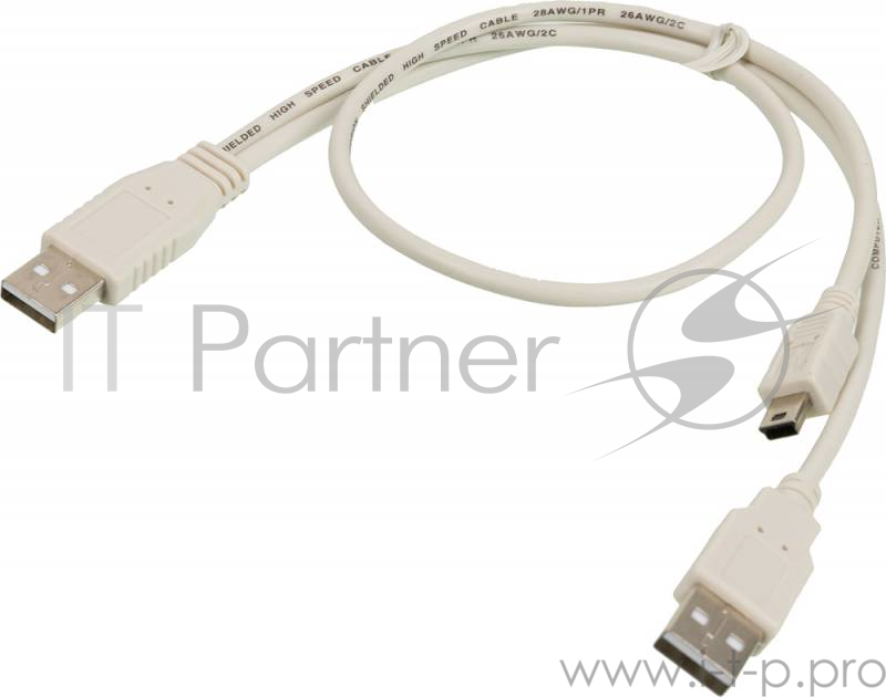 Kабель USB2.0 Ningbo mini (5pin)-A 0,5m +доп.питание A(0.3m)