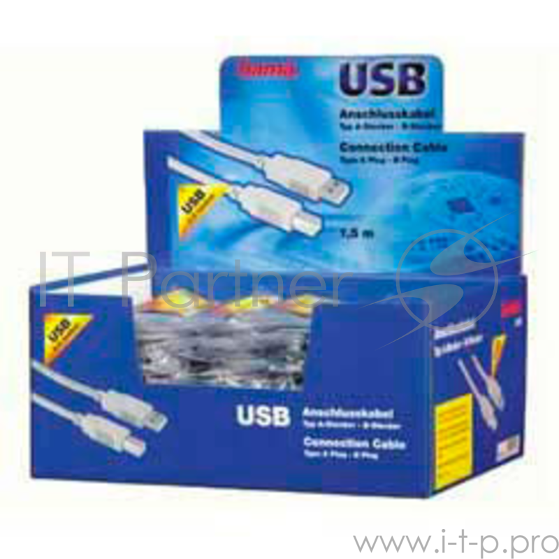 Кабель AM/BM USB2.0 1.5м Hama H-34694 USB 2.0 A-B (m-m) 1.5m серый