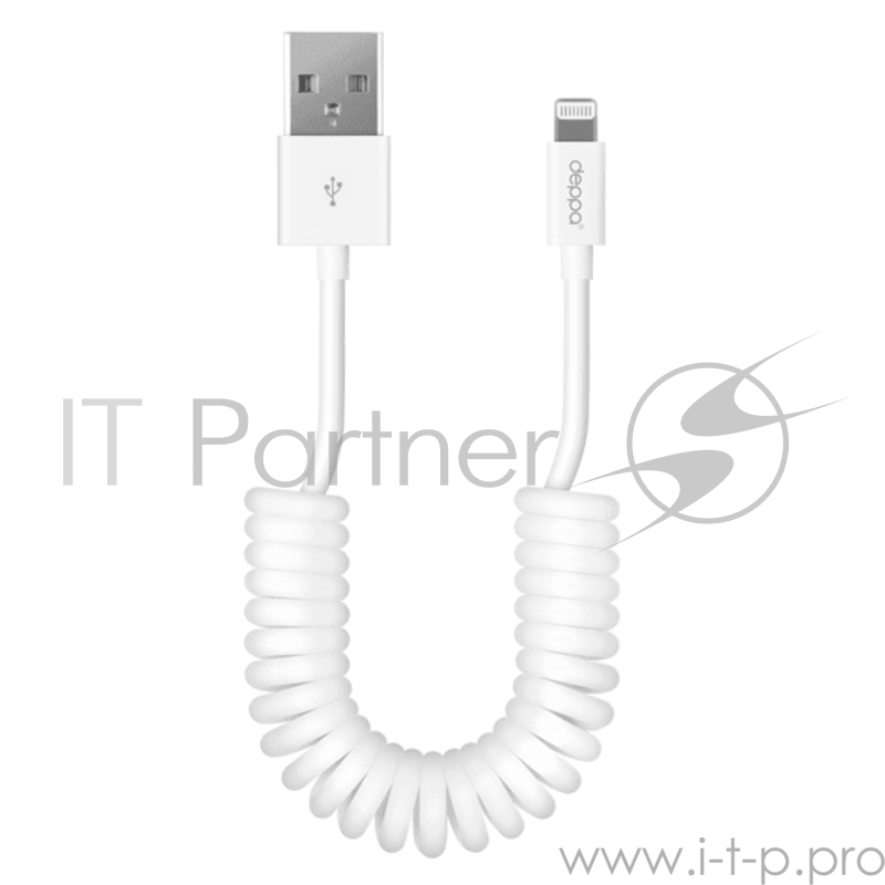 Дата-кабель Deppa USB - 8-pin для Apple, MFI, витой, White DEP-72132