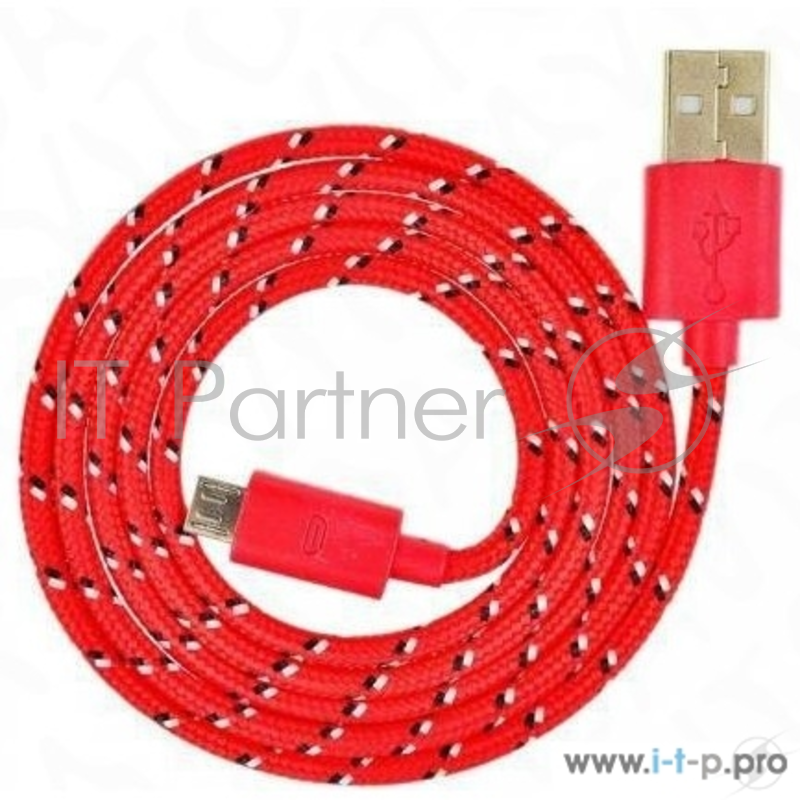 Дата-кабель Smartbuy USB - micro USB, нейлон, длина 1,2 м, красный (iK-12n red)/500