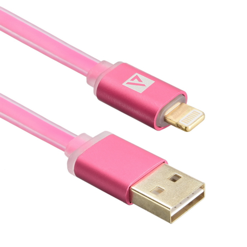 USB кабель ACD-Smart Lightning ~ USB-A 2-сторонние коннекторы, индикатор заряда, TPE, 1м, маджента (ACD-U915-P6M)