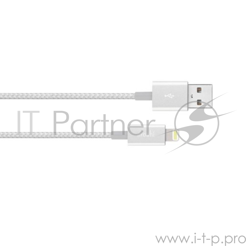 Кабель Moshi Integra Lightning на USB-A. Покрытие кабеля сделано из кевлара. Длина 1,2 м. Цвет серебряный.