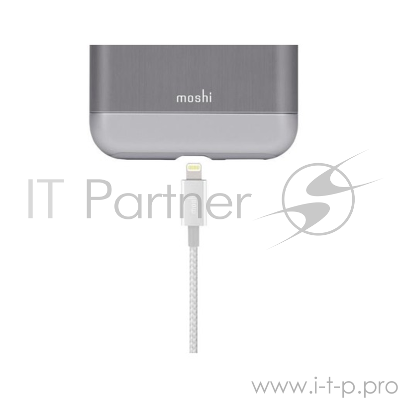 Кабель Moshi Integra Lightning на USB-A. Покрытие кабеля сделано из кевлара. Длина 1,2 м. Цвет серебряный.