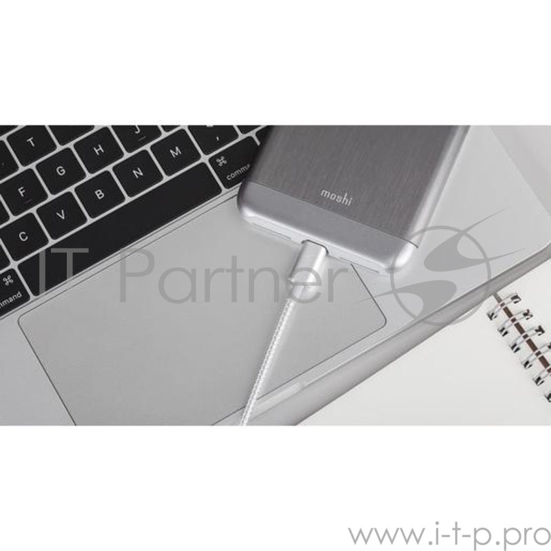 Кабель Moshi Integra Lightning на USB-A. Покрытие кабеля сделано из кевлара. Длина 1,2 м. Цвет серебряный.