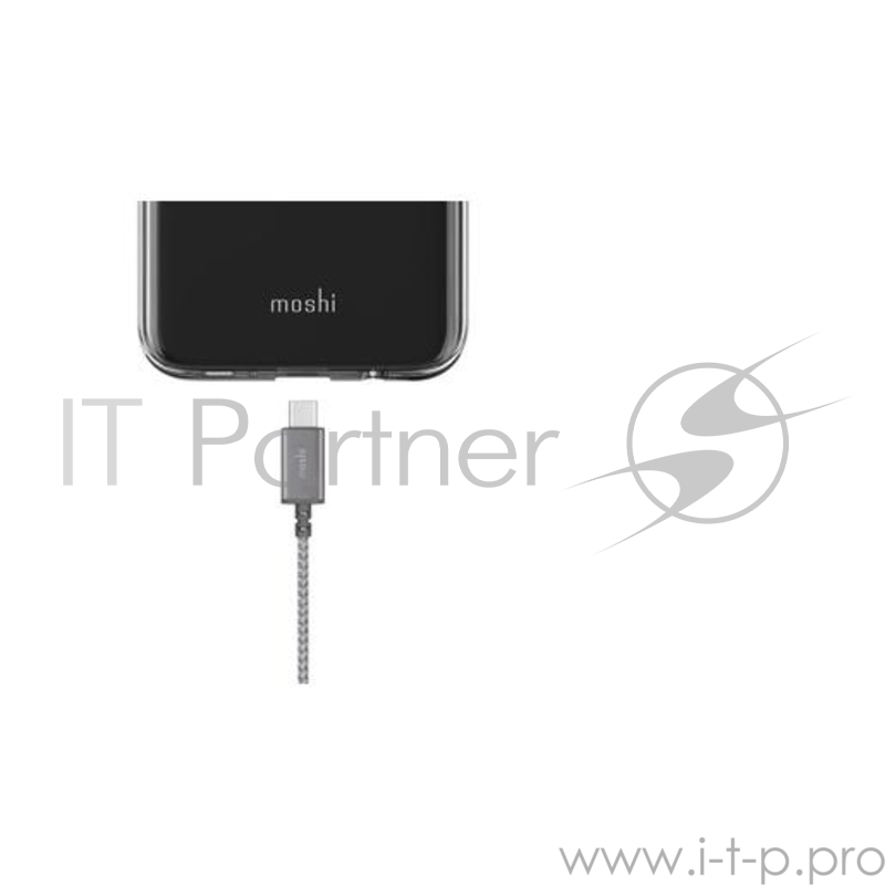 Кабель Moshi Integra USB-C to USB-A. Покрытие кабеля сделано из кевлара. Длина 1,2 м. Цвет серый.