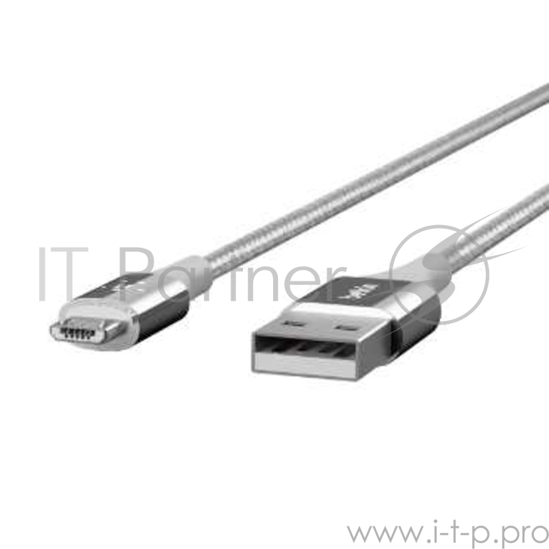 Кабель Belkin PREMIUM KEVLAR CABLE, MICRO-USB,4',SILVER