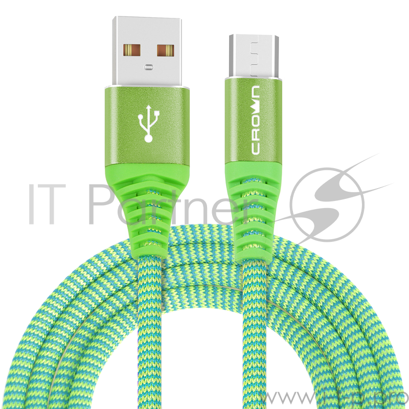 Кабель Crown USB - microUSB CMCU-3102M green