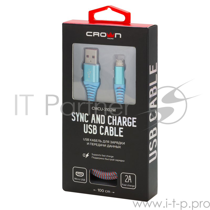 Кабель Crown USB - microUSB CMCU-3102M blue