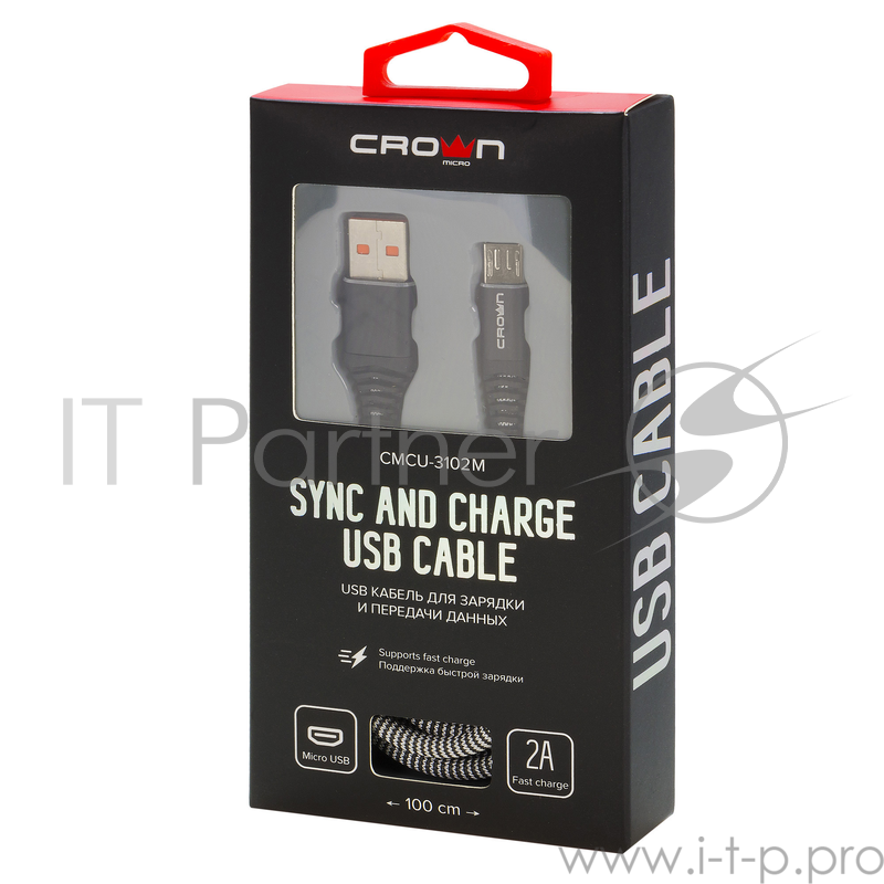 Кабель Crown USB - microUSB CMCU-3102M black